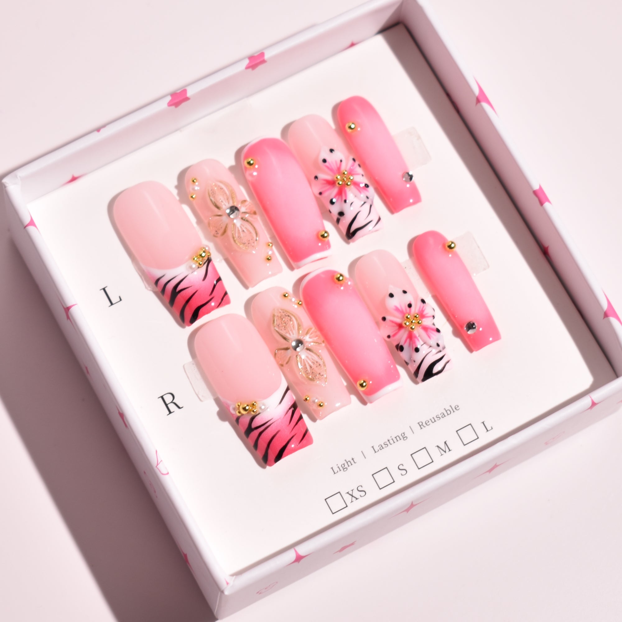 Blush Dominion Medium Square Pink Ombre Press-On Nails | b3B81