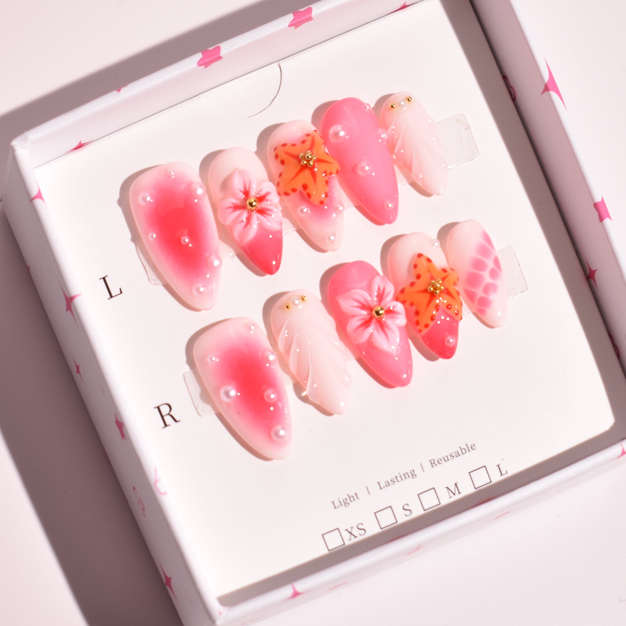 Coraline Drift Medium Almond Pink Gradient Press-On Nails | b3B69