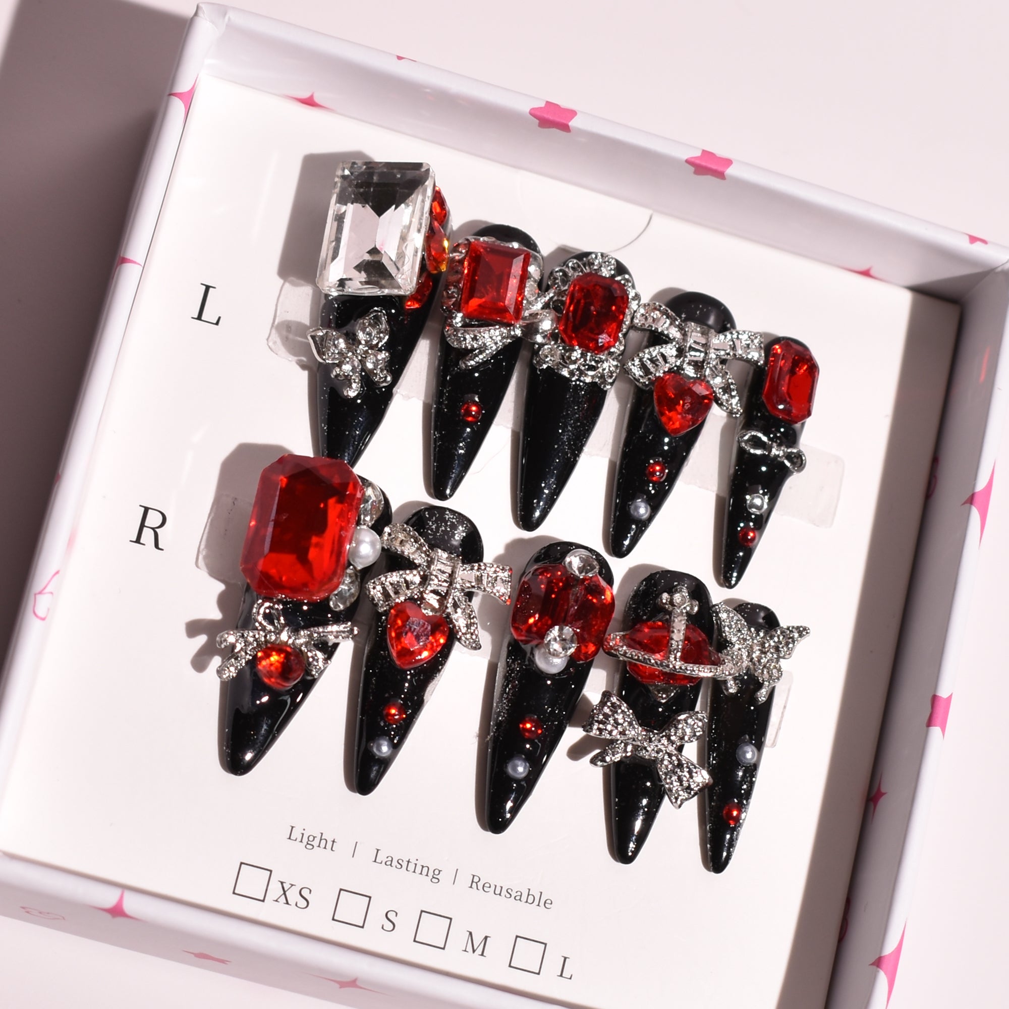 Crimson Dominion – Long Stiletto Press-On Nails | b3B50