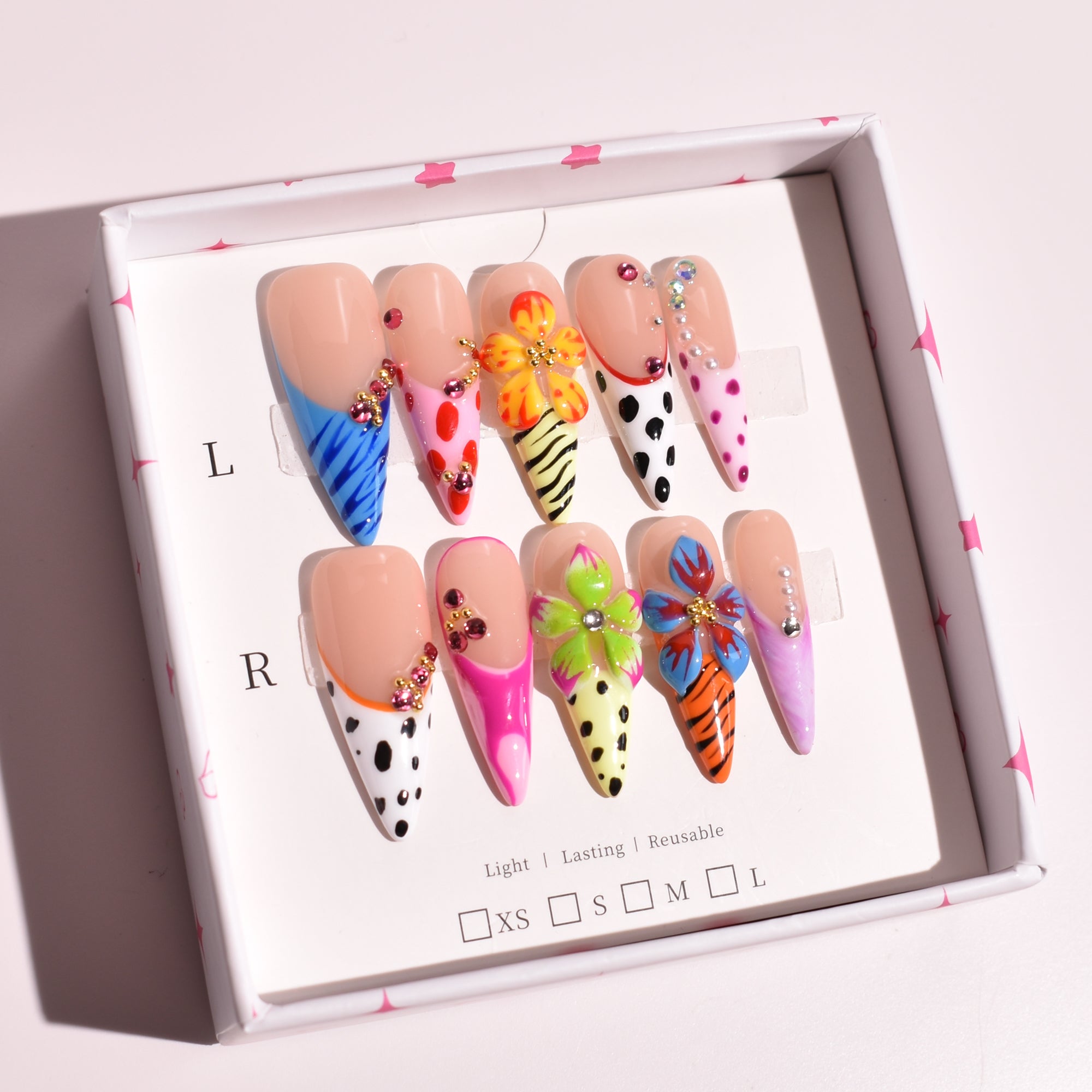 Chromatic Riot – Long Stiletto Press-On Nails | b3B49