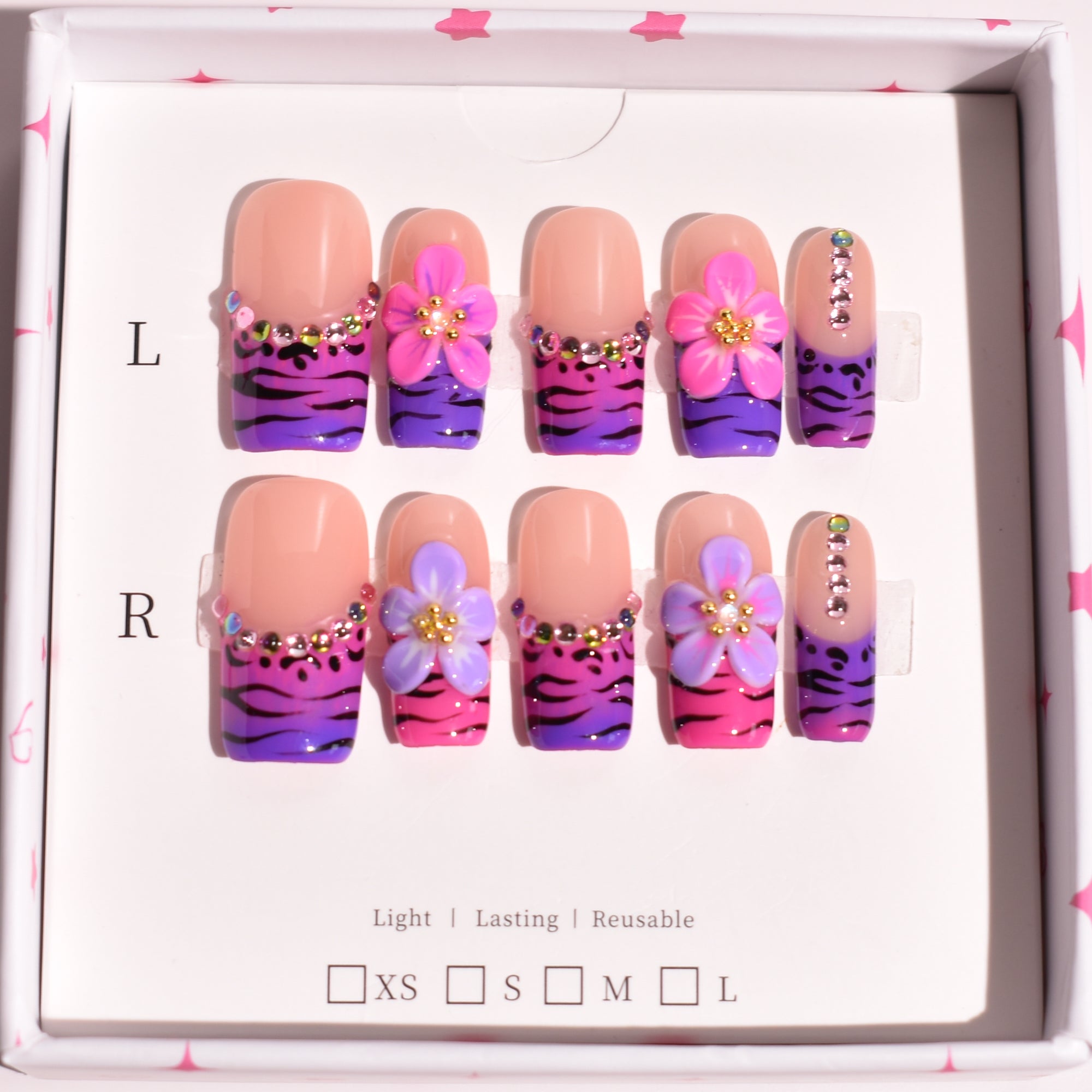 Violet Voltage – Medium Square Press-On Nails | b3B47
