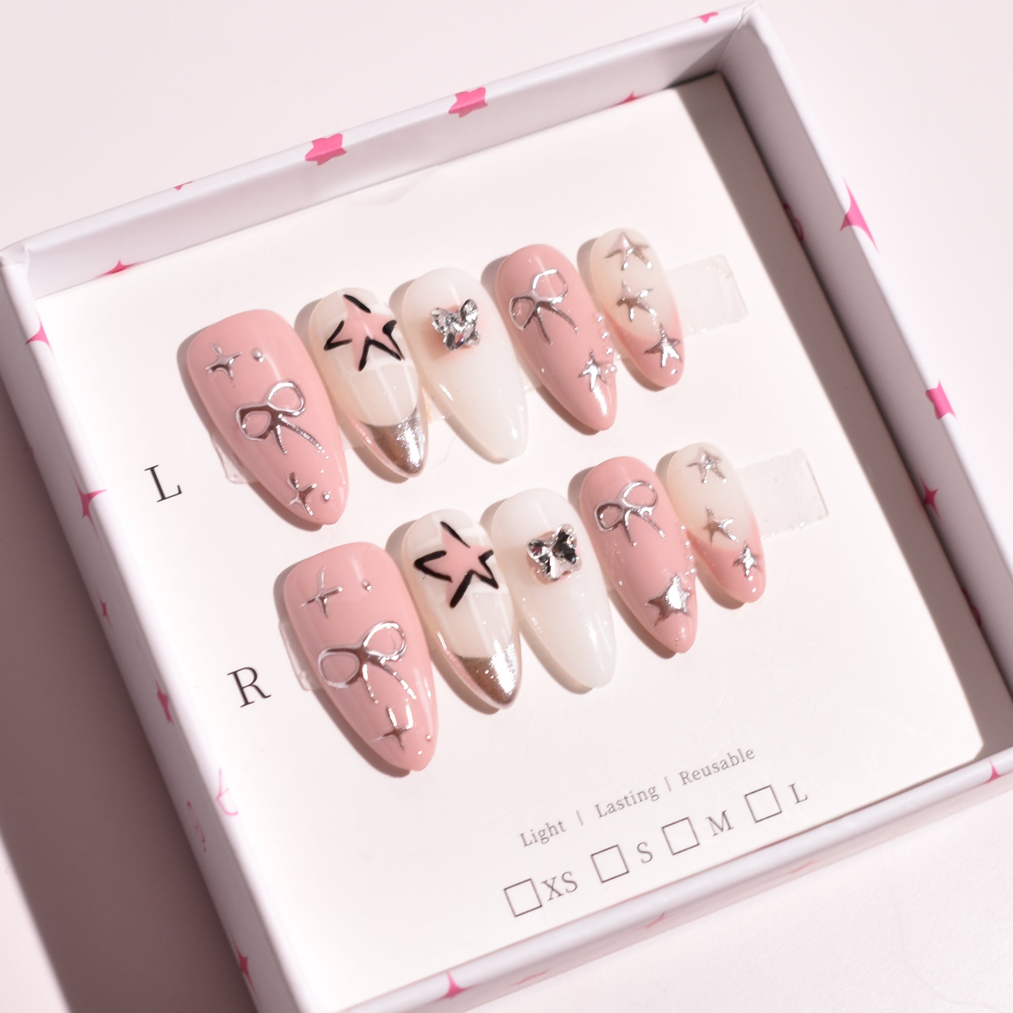 Coquette Starlight – Medium Almond Press-On Nails | b3B39