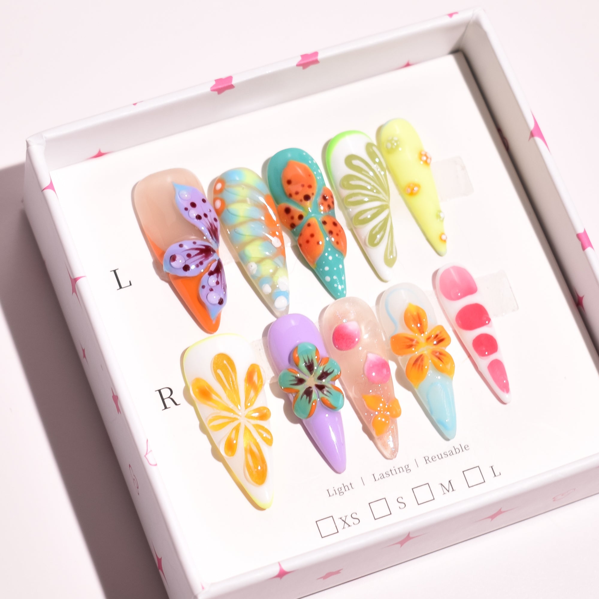 Petal Riot – Long Stiletto Press-On Nails | b3B33