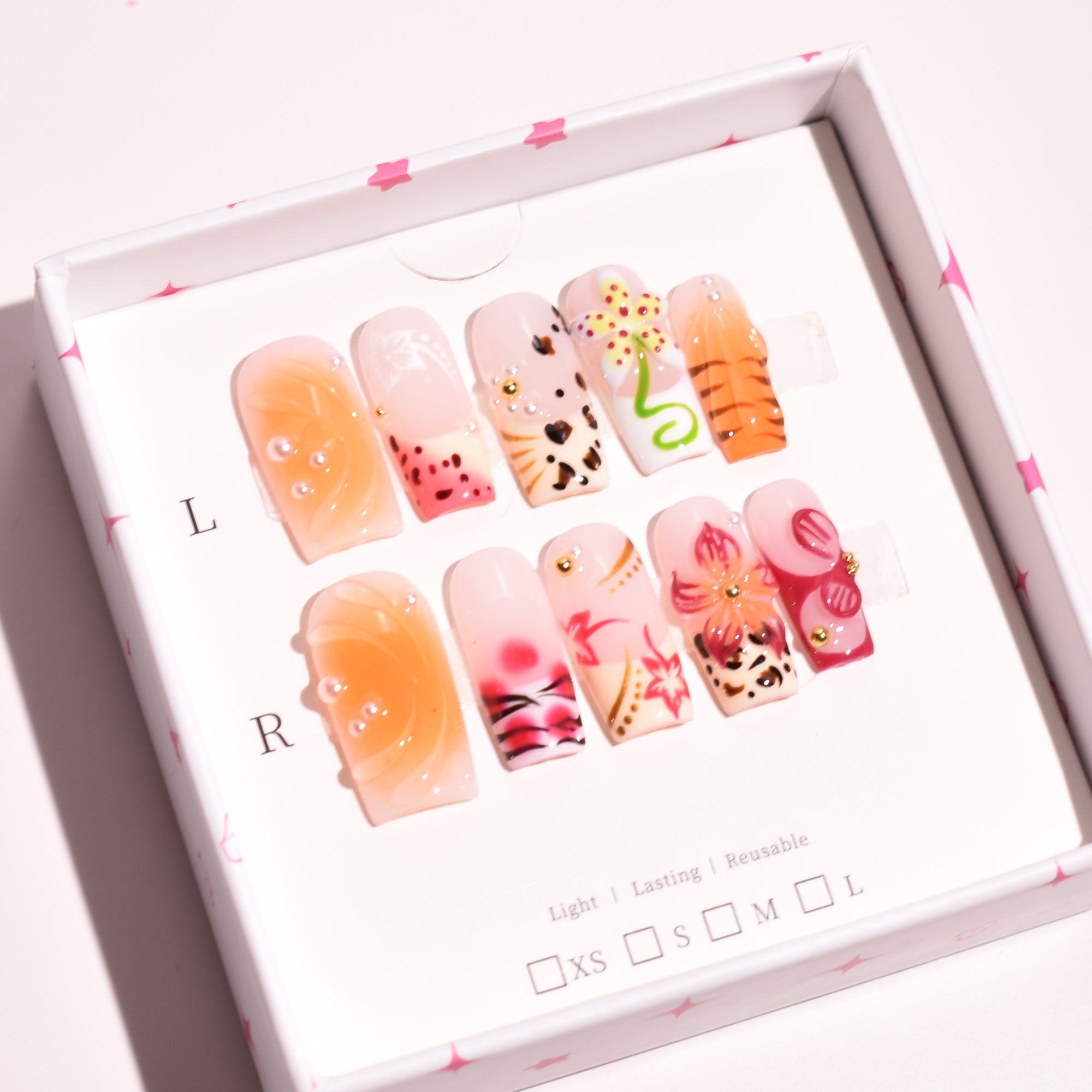Tiger Blossom – Medium Square Press-On Nails | b3B32