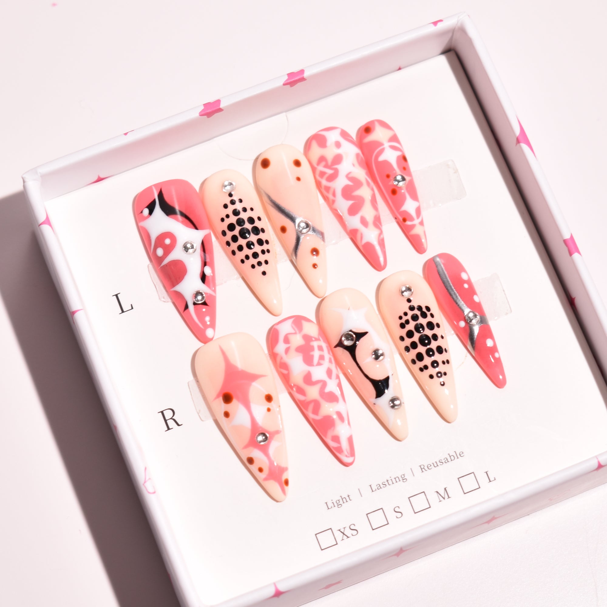 Crimson Flux – Long Stiletto Press-On Nails | b3B29