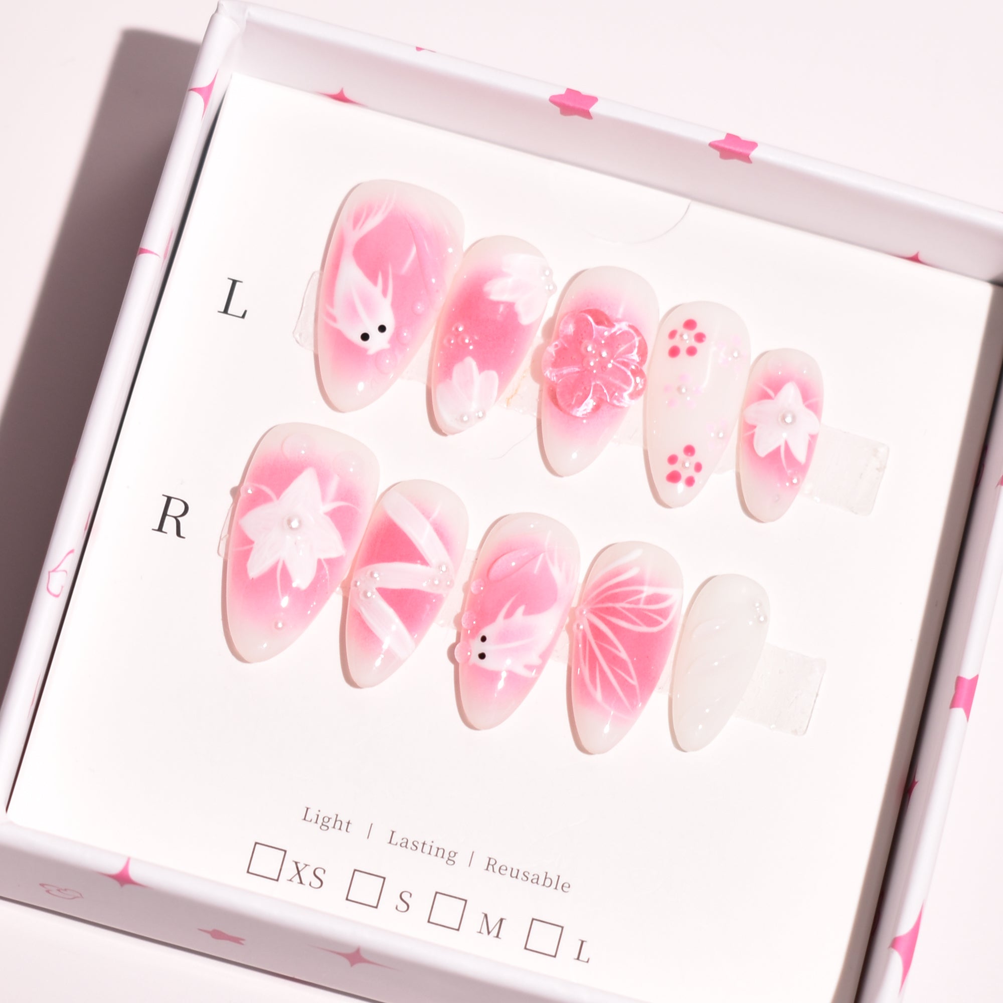 Koi Bloom Reverie – Medium Almond Press-On Nails | b3B28