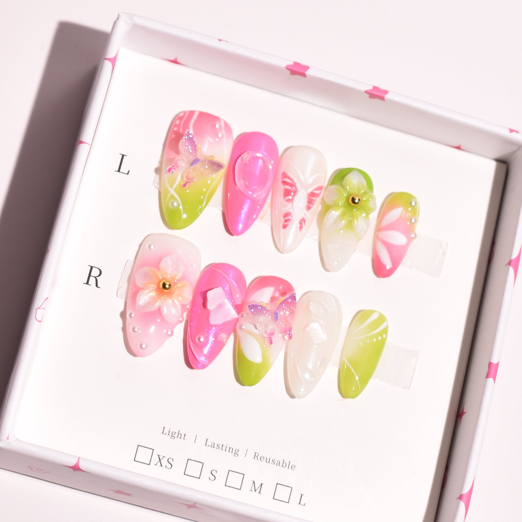 Petal Flutter – Medium Almond Press-On Nails | b3B23