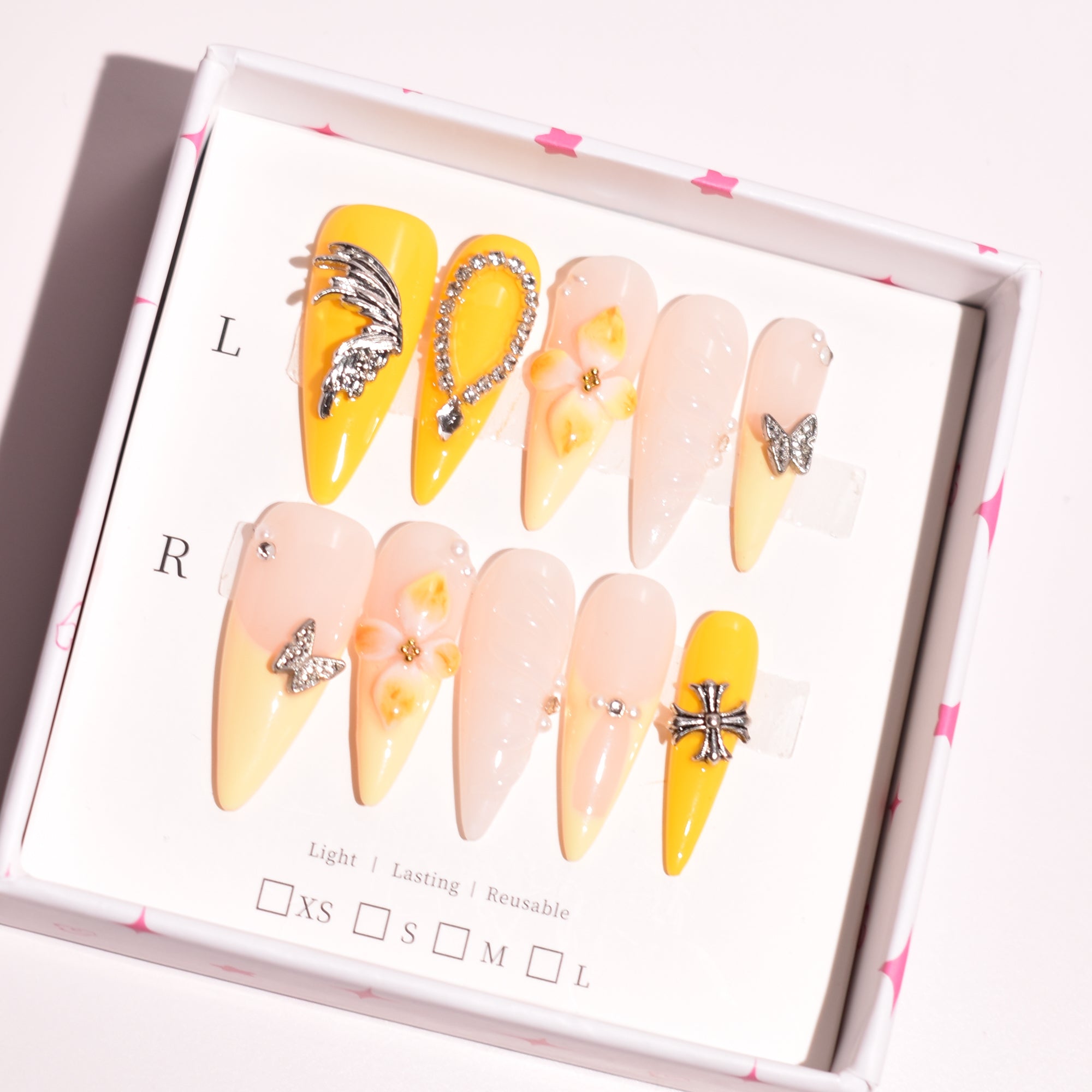 Golden Petal Stiletto Press-On Nails | b3B21