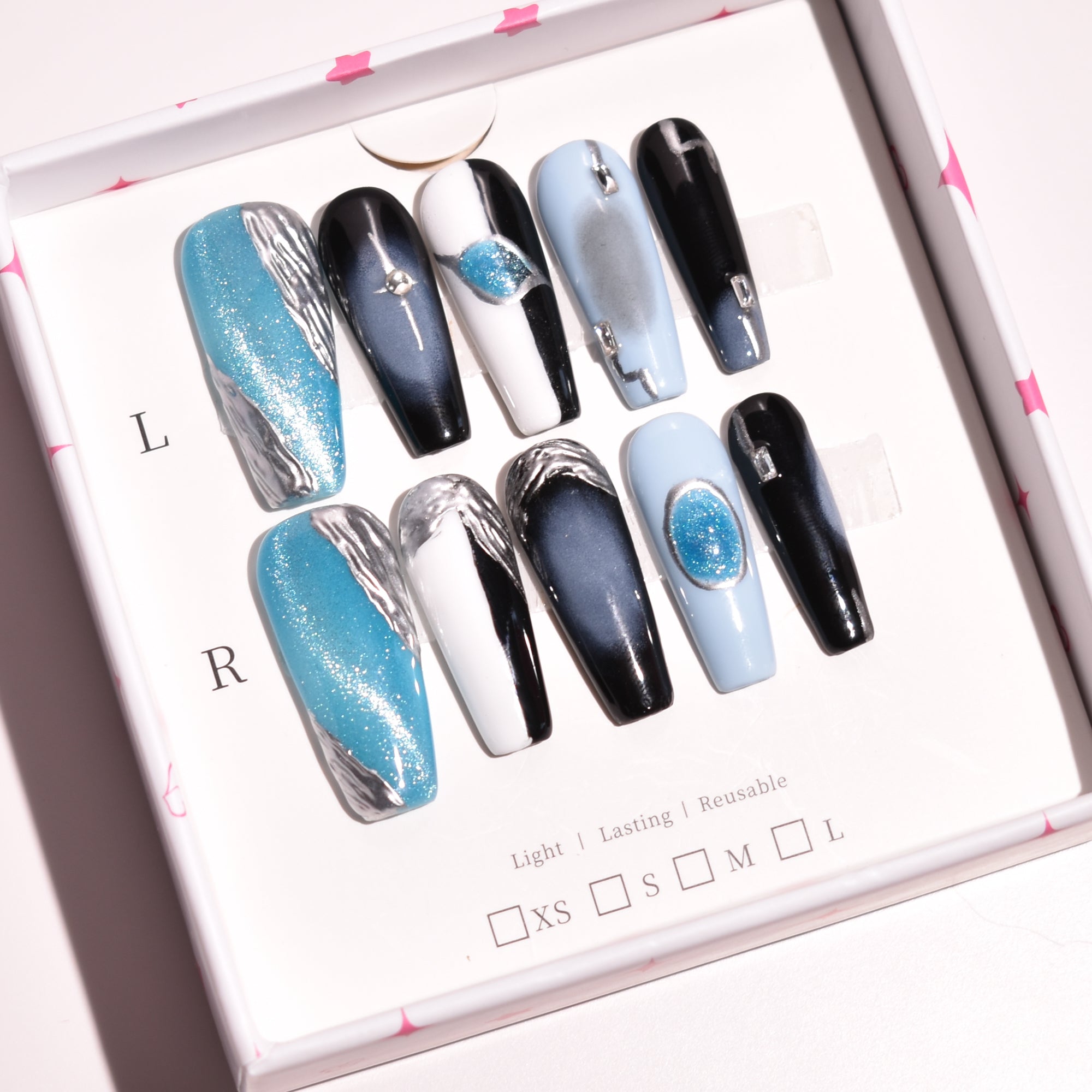 Cryostorm Long Coffin Press-On Nails| b3B12