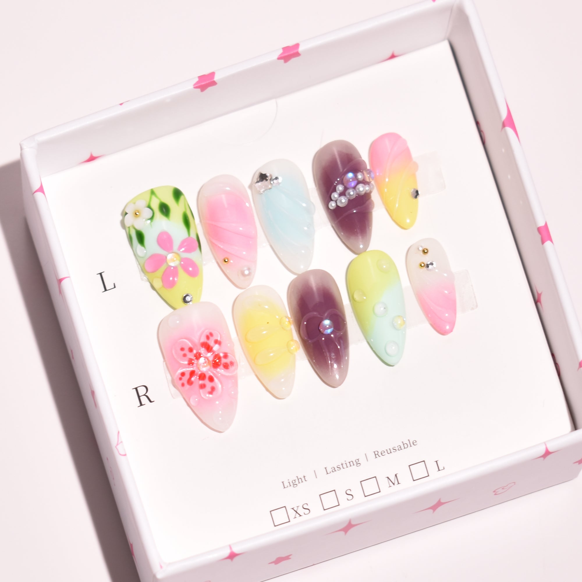 Pastel Mosaic Almond Press-On Nails | b3B05