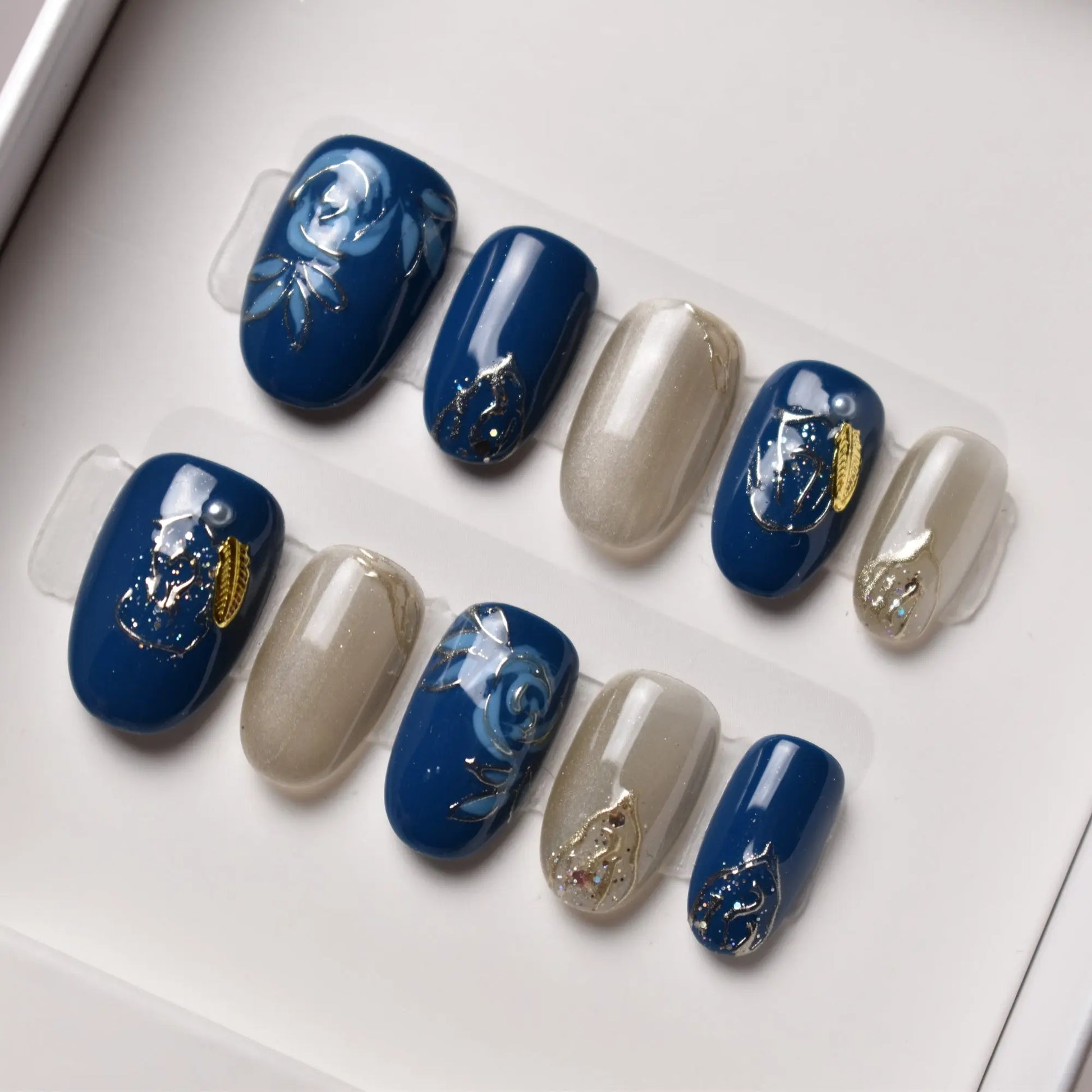 Aokami no Yoru (青神の夜) – “Night of the Blue God” Bling Empire Nails