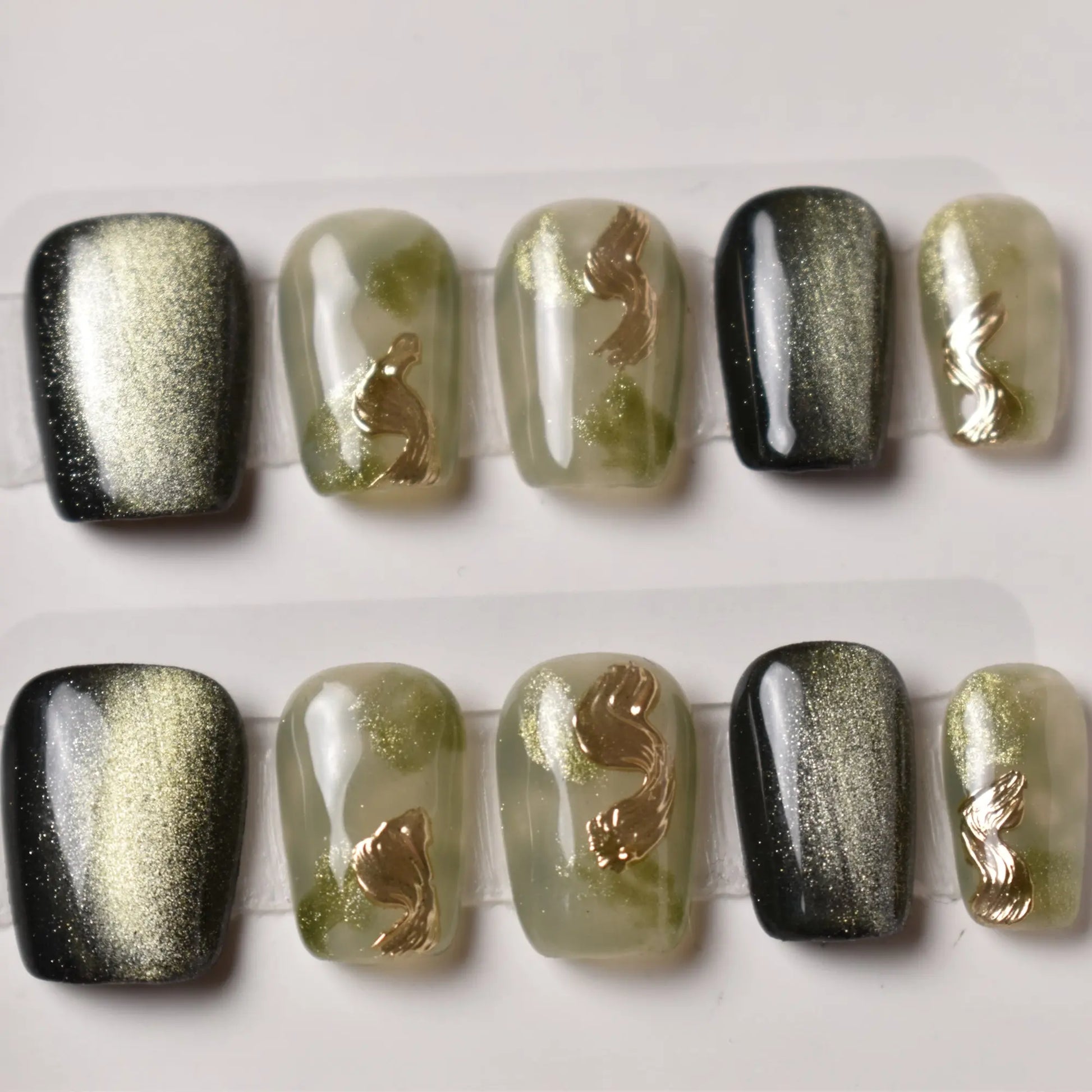 Midori no Umi (緑の海) – “Green Sea”  B1R23 Bling Empire Nails