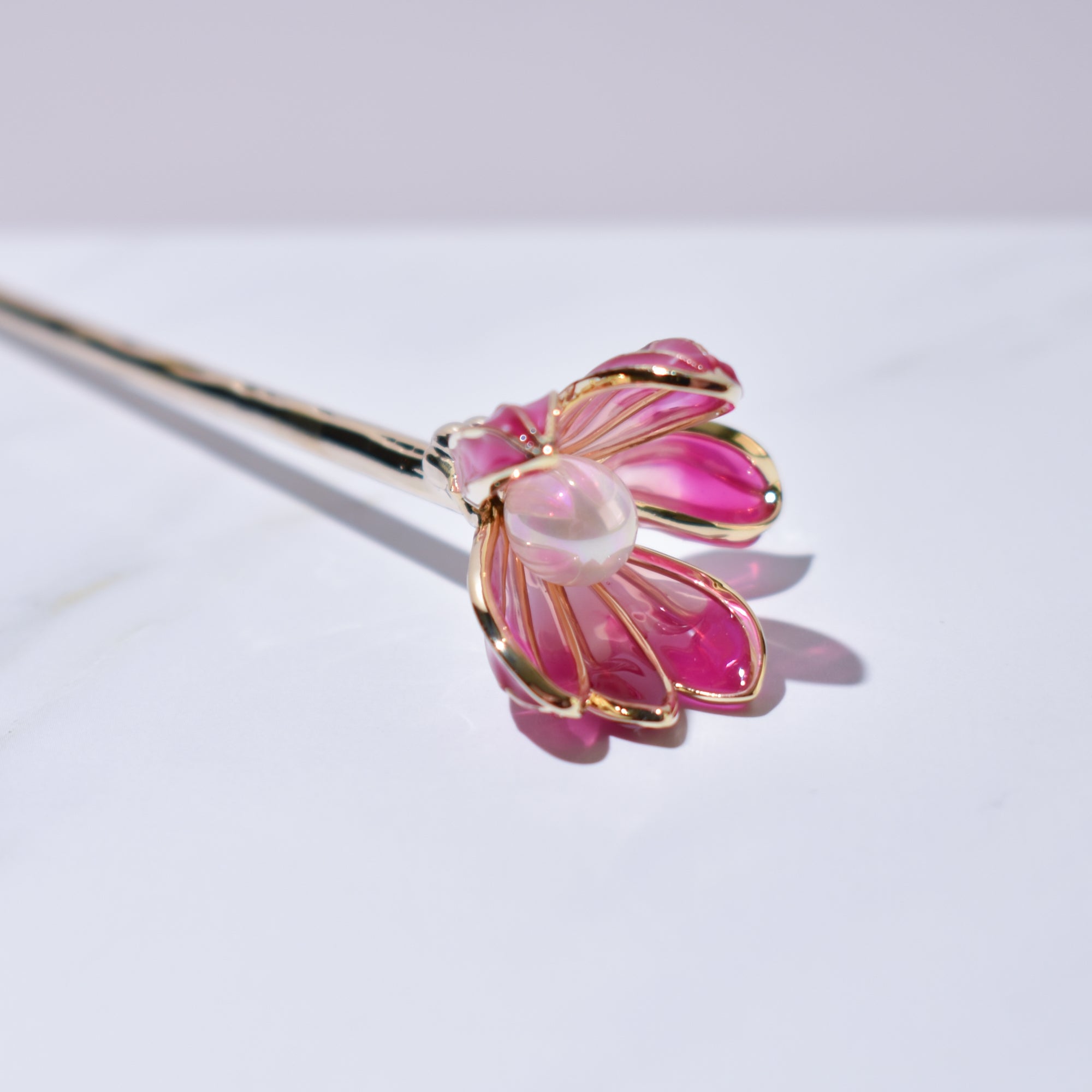 Moonlit Plum Blossom | 14k Gold Plated Copper & Shell Pearl Hairpin