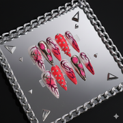 Crimson Voltage – Long Stiletto Press-On Nails | b3B38