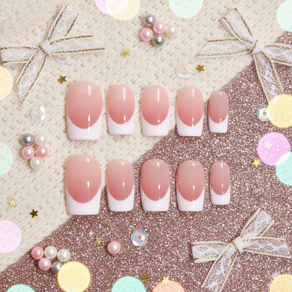 Handmade Classic Medium Square French Tips