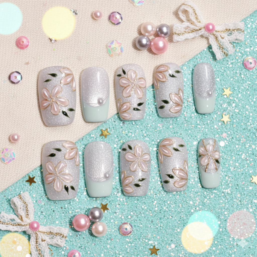 Tsuki no Mizuumi | Handmade Press-on Nails | Custom Japanese Nail Art