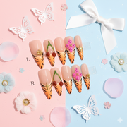 Cherry Tiger – Long Stiletto Press-On Nails | b3B35
