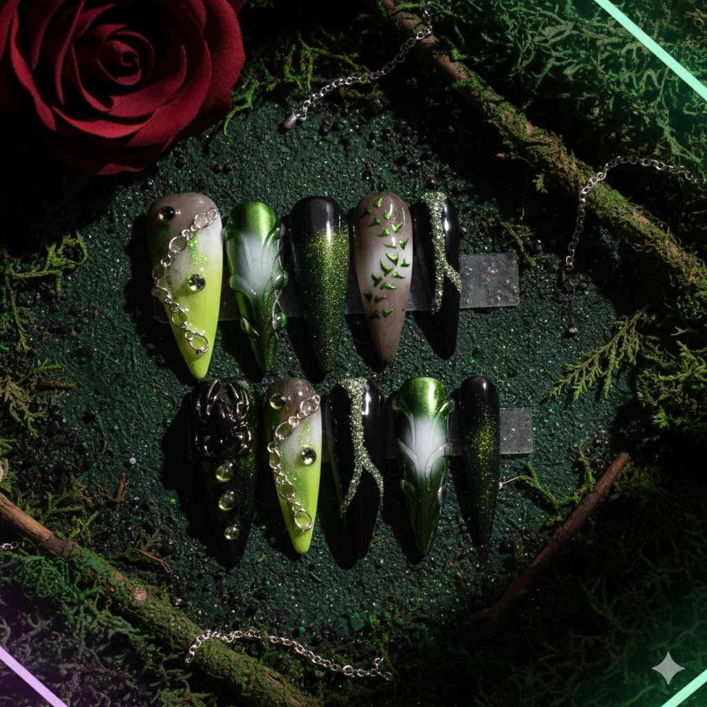 Serpent Grove – Long Stiletto Press-On Nails | b3B61