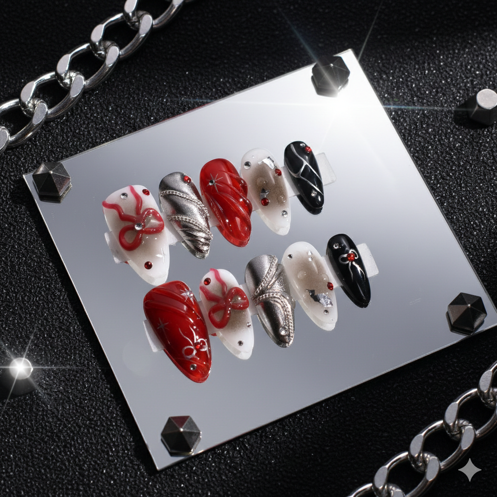 Velour Static – Medium Almond Press-On Nails | b3B42