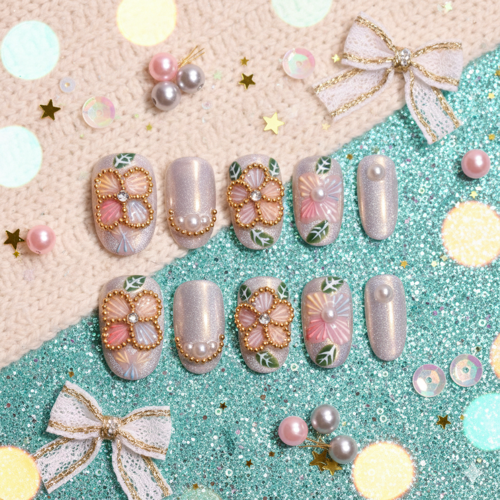 Hakuchō no Hikarai | Handmade Press-on Nails | Custom Japanese Nail Art