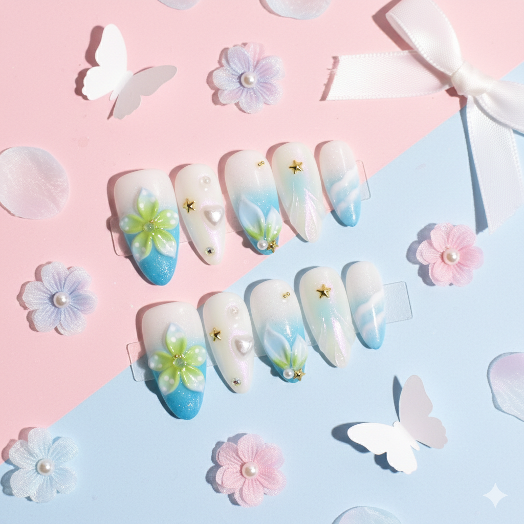 Aureline Drift – Medium Almond Press-On Nails | b3B41