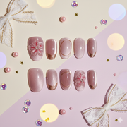 Sakura Pearl Glow | Soft Pink Oval Press-On Nails