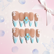 Cerulean Bloom Stiletto Press-On Nails | b3B01