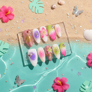 Solara Bloom Medium Almond Tropical Gradient Press-On Nails | b3B68