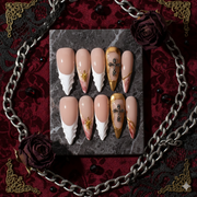 Gilded Oath Long Stiletto Nude & Gold Cross Press-On Nails | b3B86