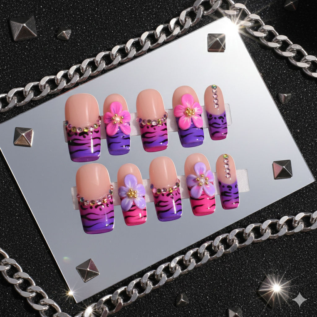 Violet Voltage – Medium Square Press-On Nails | b3B47