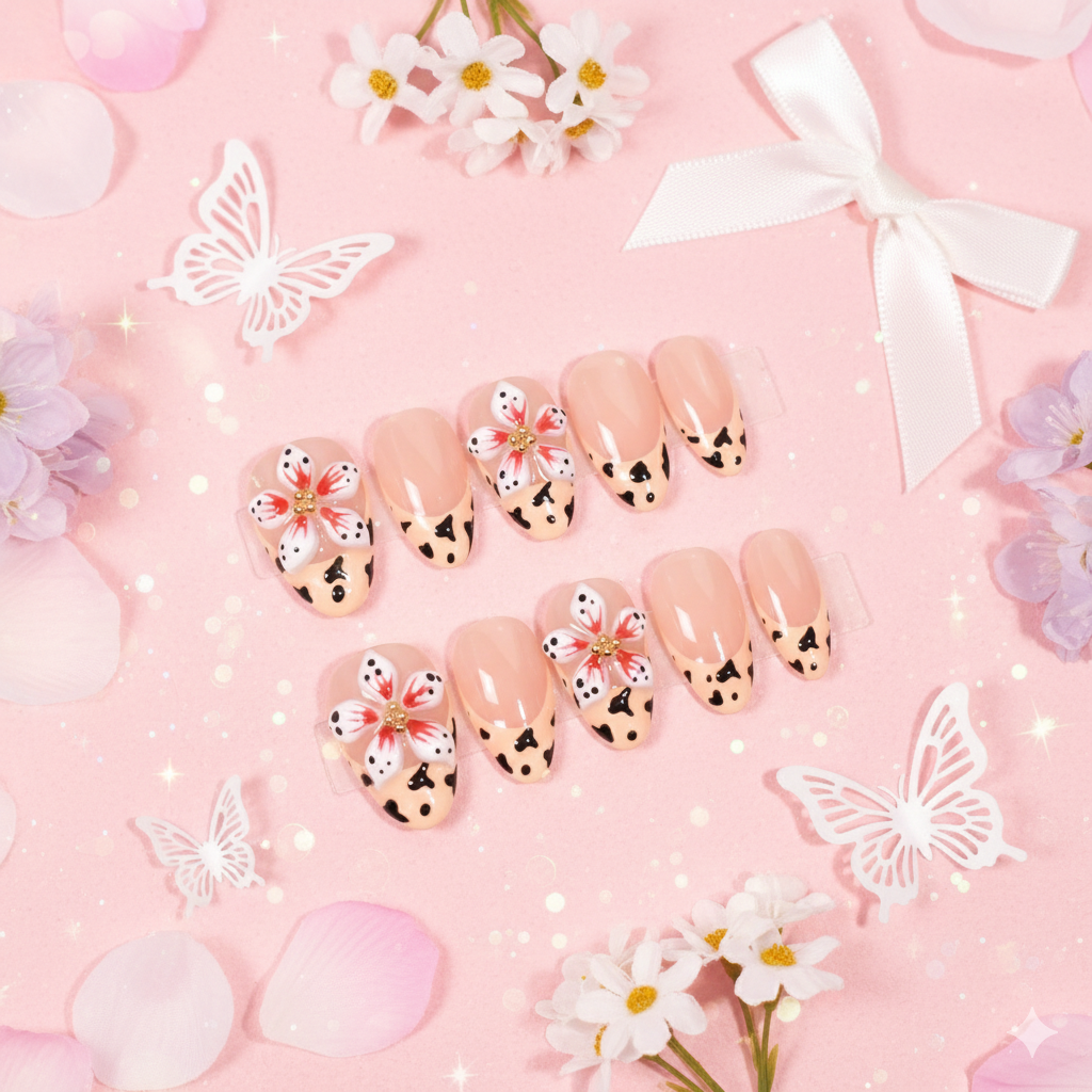 Petal Noir Short Almond Press-On Nails | b3B09