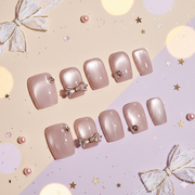 Hoshimi no Ribbon | Short Square Nude Pearl Press-On Nails
