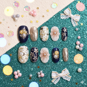 Yuki no Ribbon | Handmade Press-on Nails | Custom Japanese Nail Art