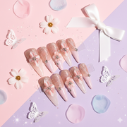 Rose Quartz Sparkle – Long Stiletto Press-On Nails | b3B25