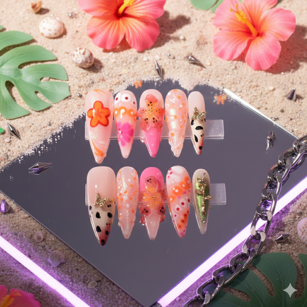 Solar Riot – Long Stiletto Press-On Nails | b3B55