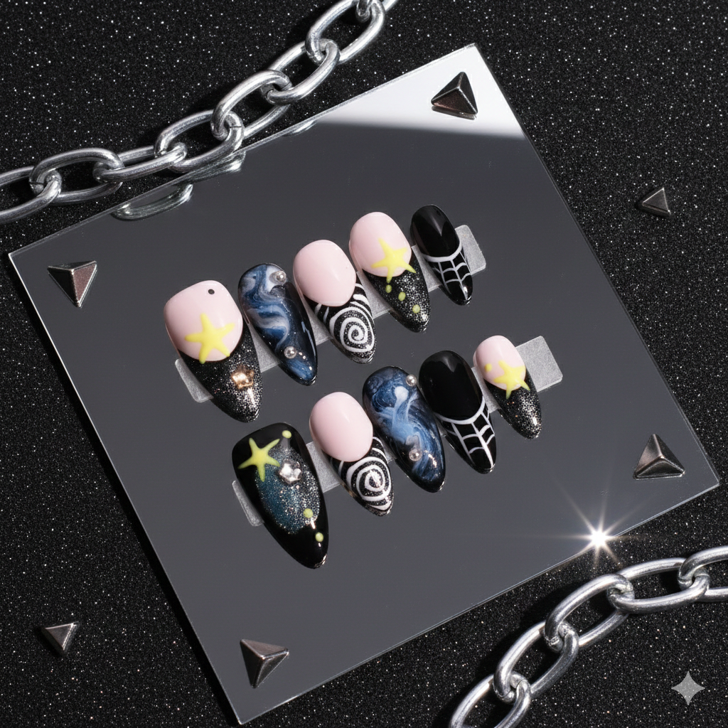 Noctilume Orbit – Medium Almond Press-On Nails | b3B44