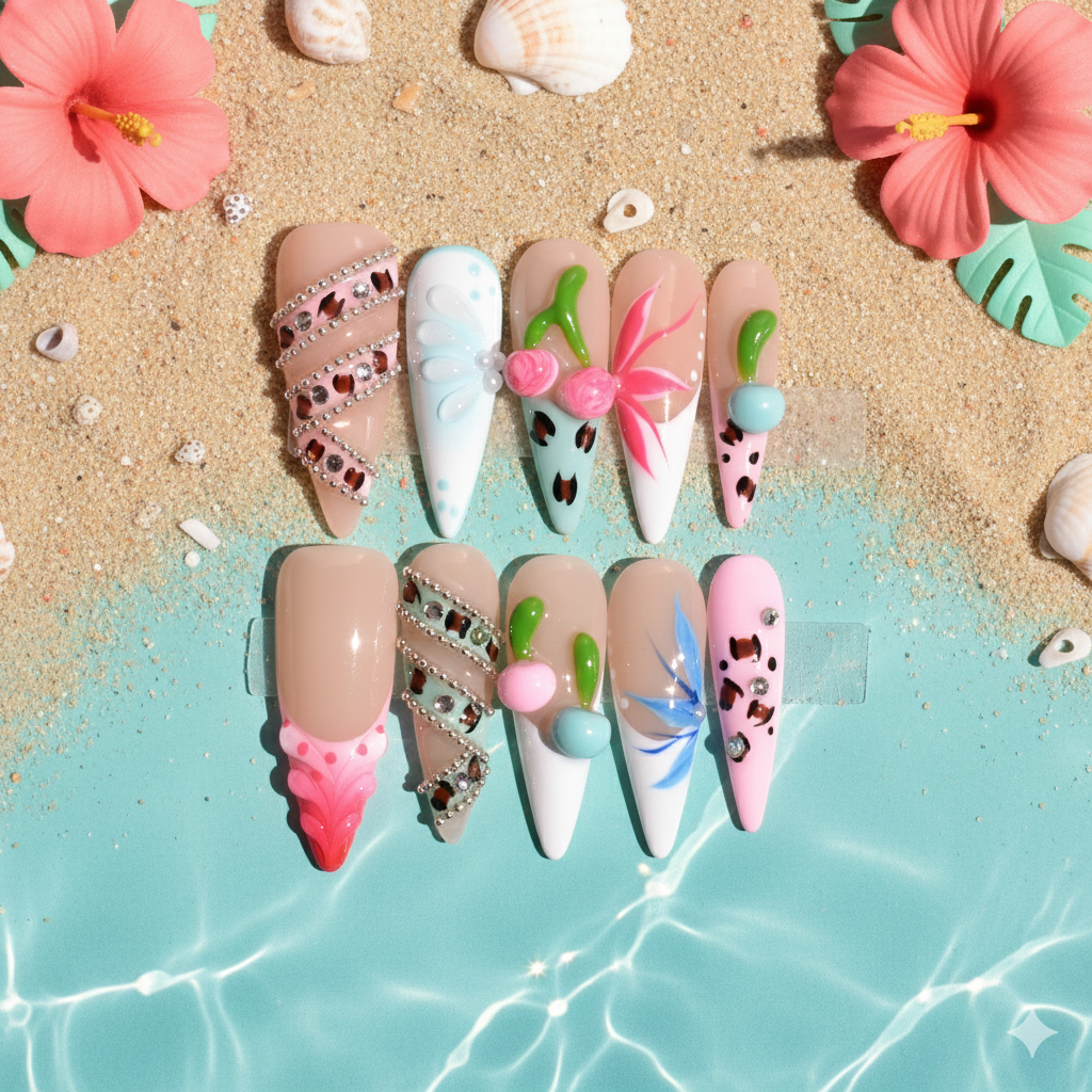 Neon Bazaar – Long Stiletto Press-On Nails | b3B52