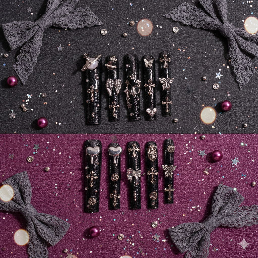 Gothic Black Coffin Press-On Nails