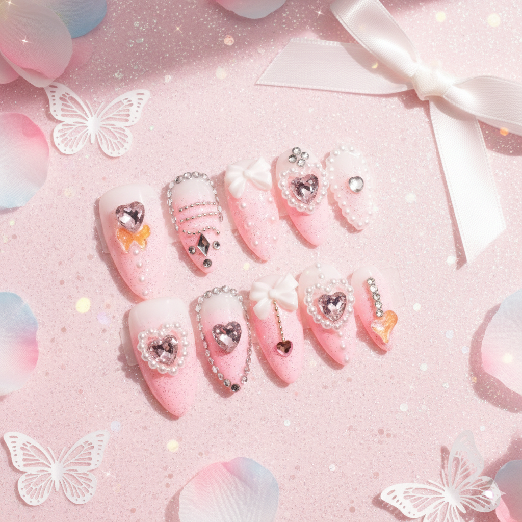 Blush Heirloom Short Almond Press-On Nails| b3B13