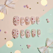 🌸 Shirayuki no Komorebi | Soft Floral Oval Press-On Nails