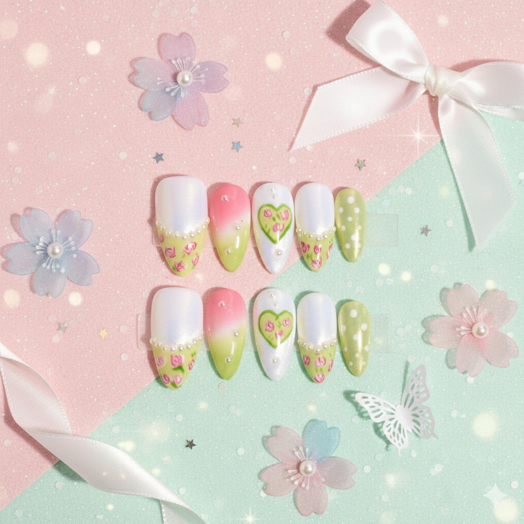 Verdant Heirloom – Medium Almond Press-On Nails | b3B65