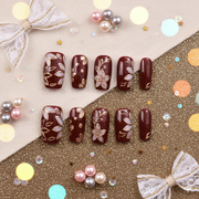 Beni Kiku Shimmer | Handmade Press-on Nails | Custom Japanese Nail Art