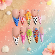 Chromatic Riot – Long Stiletto Press-On Nails | b3B49