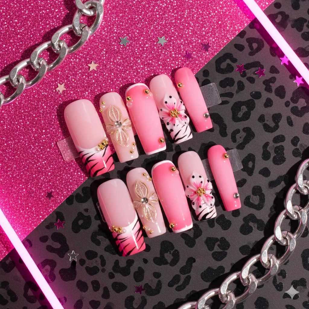 Blush Dominion Medium Square Pink Ombre Press-On Nails | b3B81