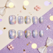 Aurora Meadow | Short Oval Pastel Shimmer Press-On Nails