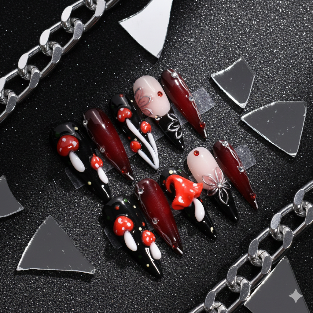 Nightshade Garden Stiletto Press-On Nails | b3B08