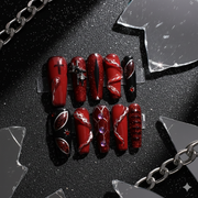 Crimson Oath Long Coffin Press-On Nails | b3B17