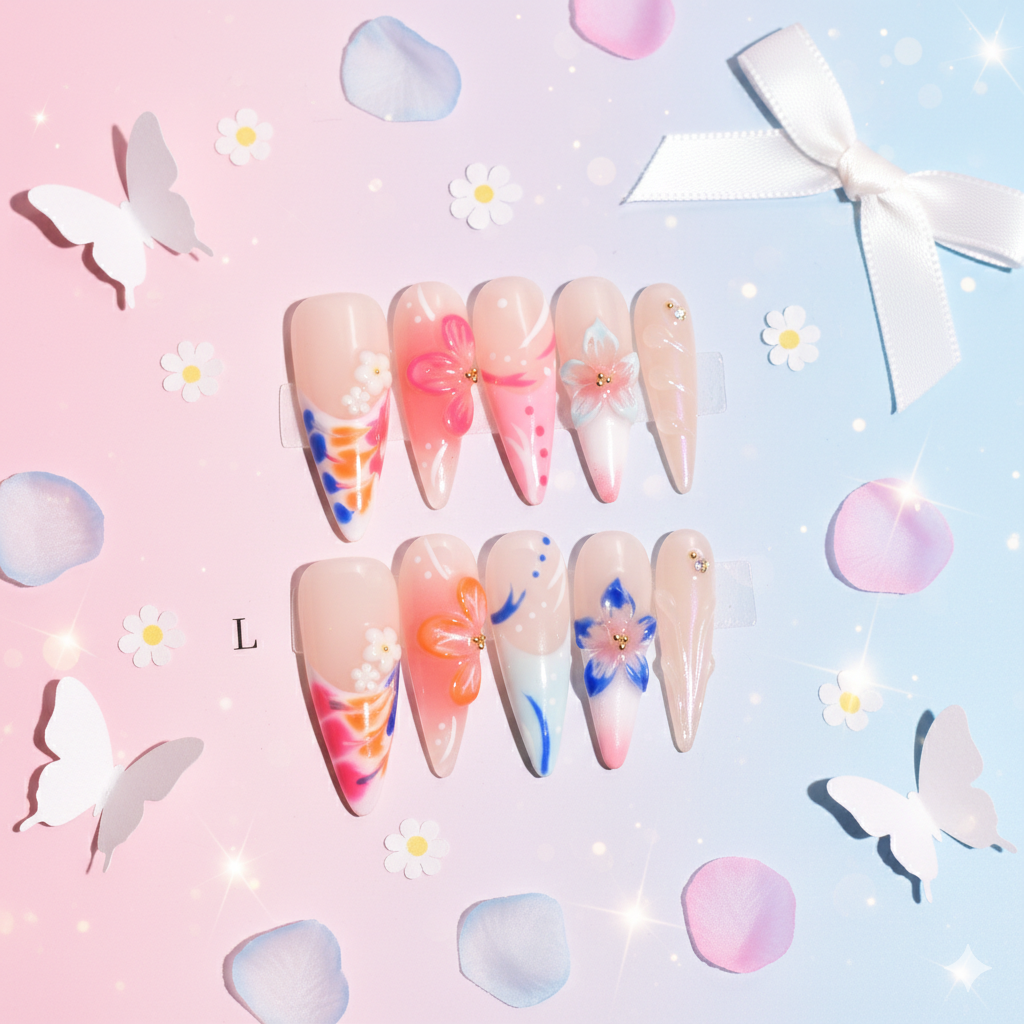 Petal Drift Stiletto Press-On Nails | b3B19