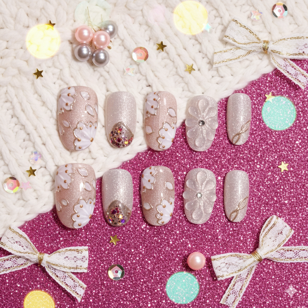 Kaze no Hana | Handmade Press-on Nails | Custom Japanese Nail Art