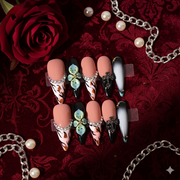 Obsidian Petal – Long Stiletto Press-On Nails | b3B60